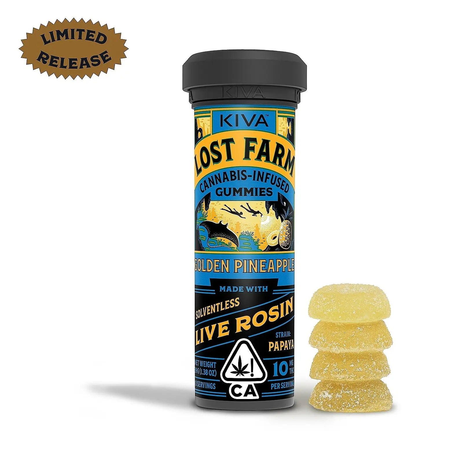 10mg Golden Pineapple x Papaya Live Rosin Gummies