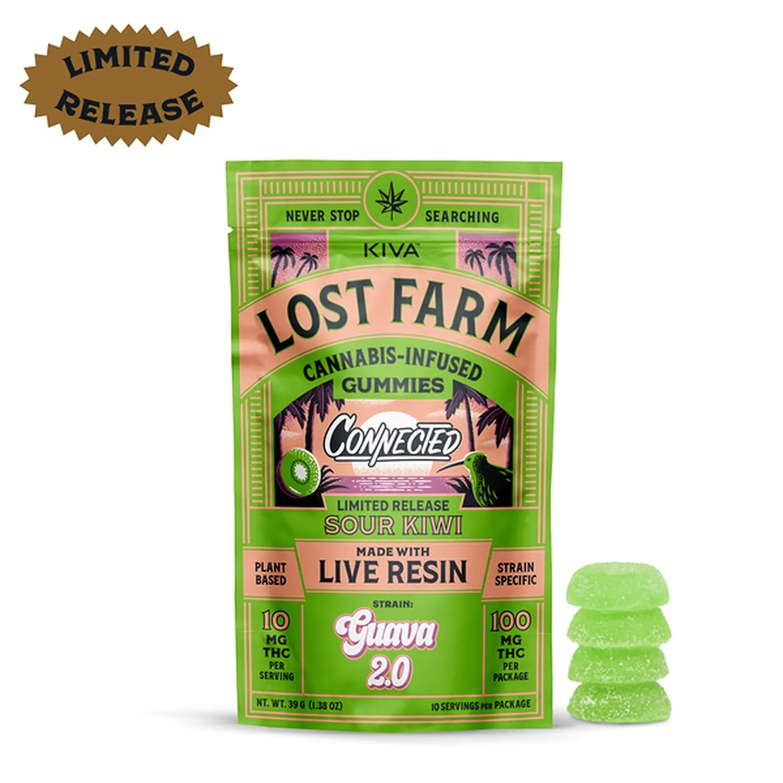 10mg Sour Kiwi x Guava 2.0 Live Resin Gummies
