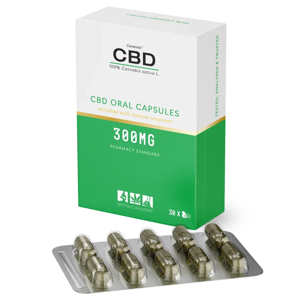 British Cannabis CBD Capsules | CBD Capsules | 300mg CBD (10mg x 30 Capsules)